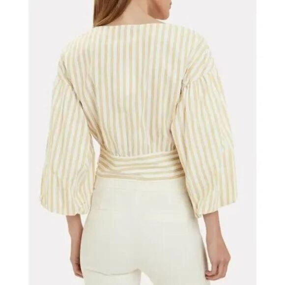 Derek Lam 10 Crosby Cropped Bell Sleeve Tie Waist Blouse Top Size 14 - Picture 3 of 10